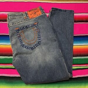 NWT True Religion Rocco Jeans Mens 46x33 Thick Stich‎ Relaxed Skinny Denim